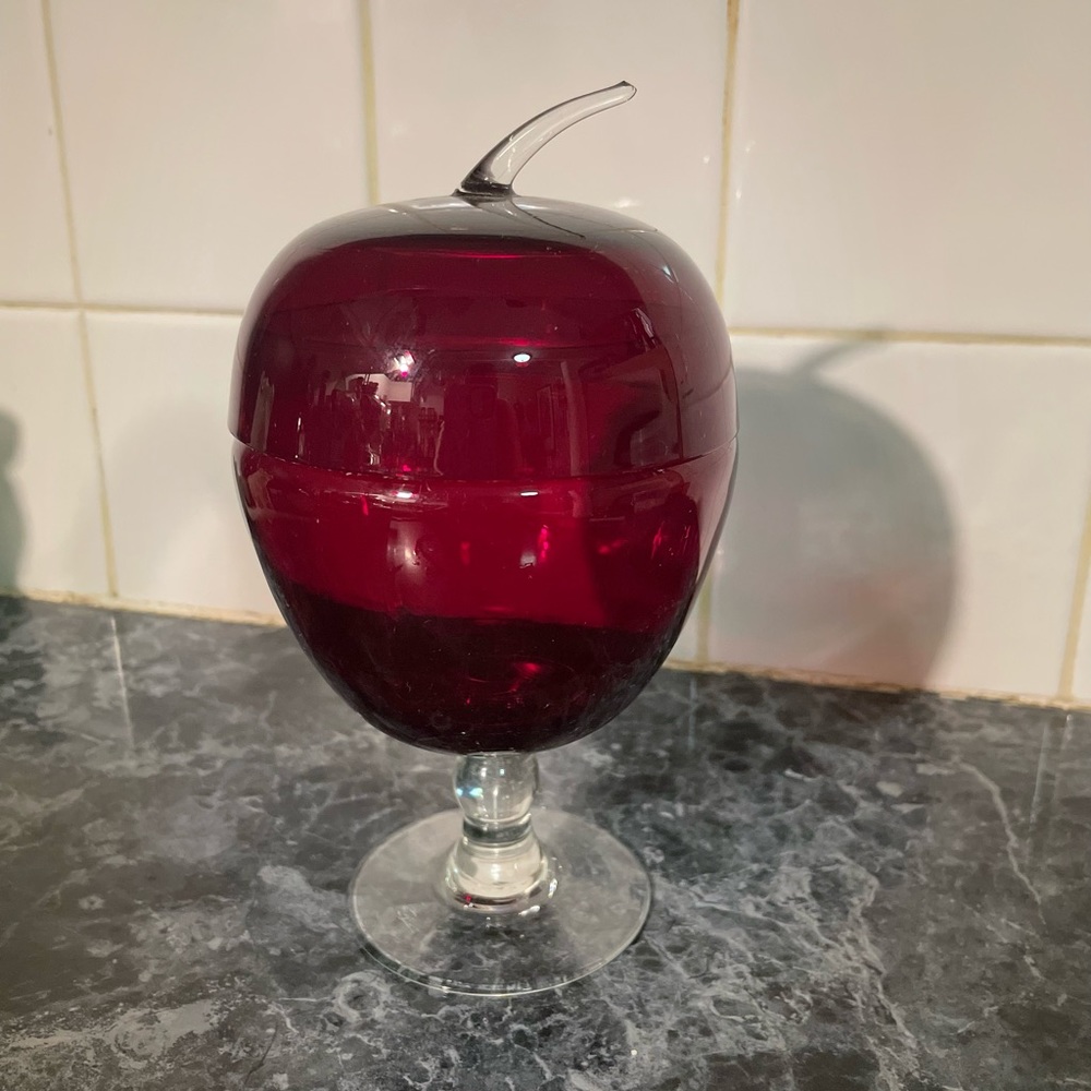 Glass apple candy dish